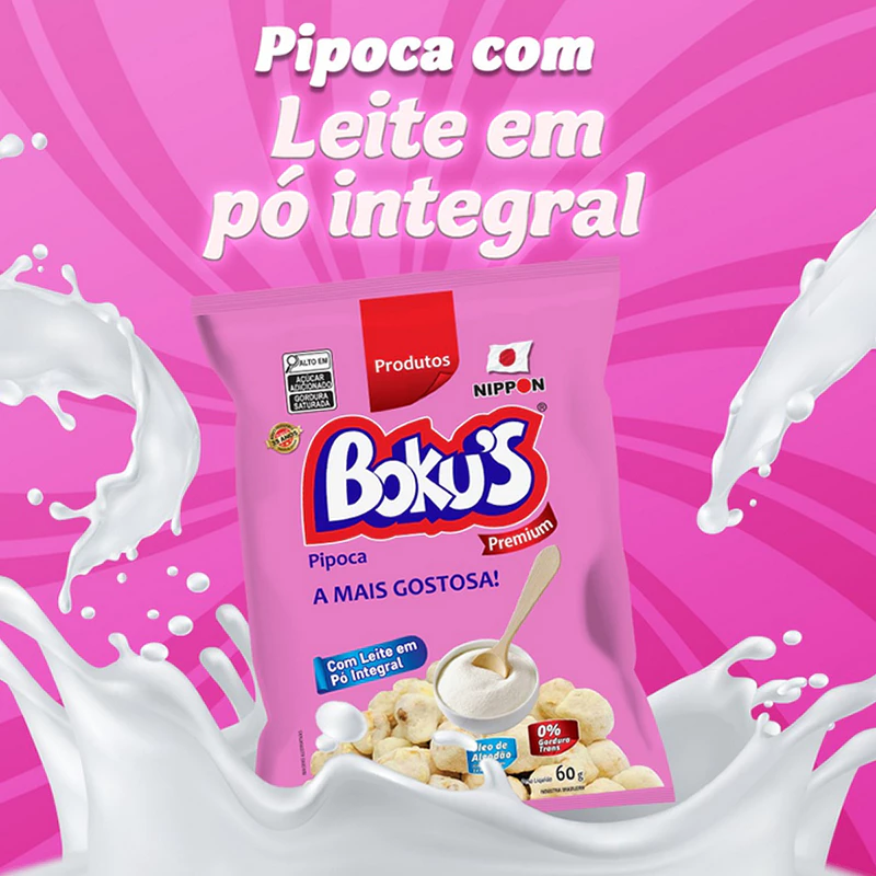 Pipoca Bokus Premium Sabor Leite em Pó Integral 60G - Imagem 2